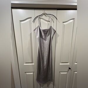 Victoria Secret Silver Grey Slip Dress Size Medium M EUC Lingerie Bride